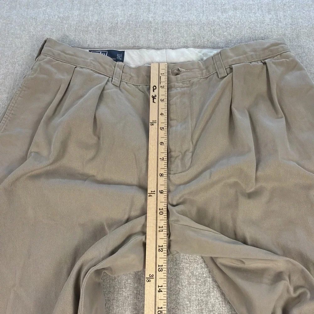 Polo Ralph Lauren Men 35x30 Khaki Pleated Chino Trousers Preppy Casual